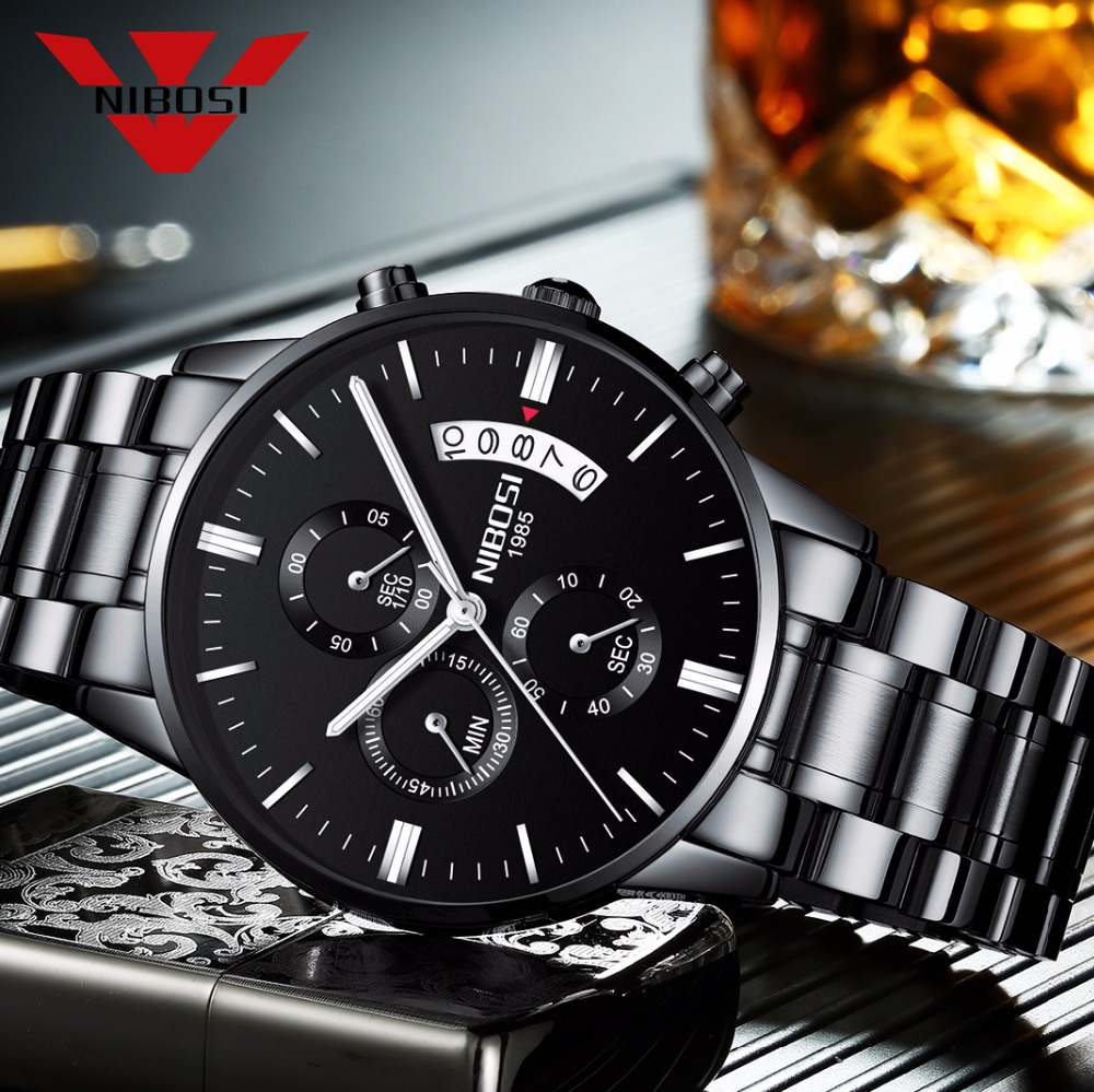 NIBOSI Stainless Steel Black Q - Zen Luxury Watch ulasan dan harga