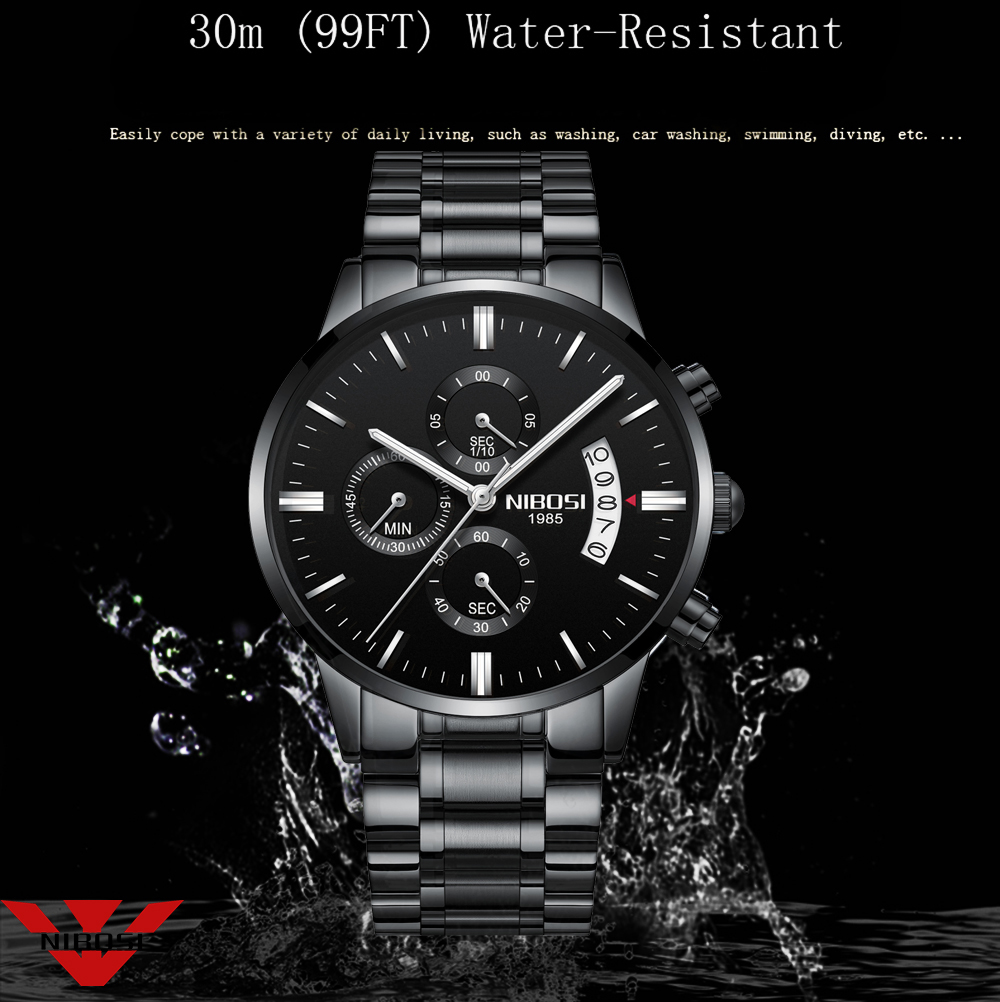 NIBOSI Stainless Steel Black Q - Zen Luxury Watch ulasan dan harga