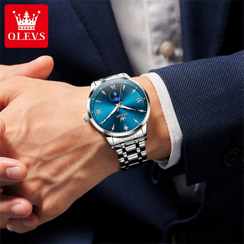 OLEVS Moon Phase men's watches - Luxury Watch Brand ulasan dan harga