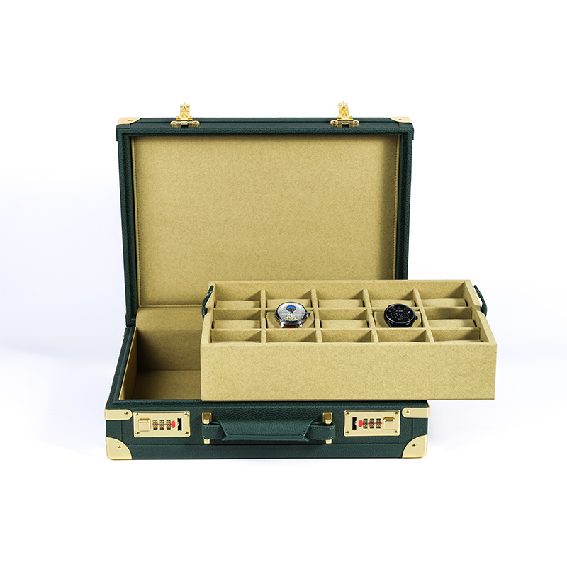 OEM ODM Luxury 15 Slots Green  - Luxury Watch Storage ulasan dan harga