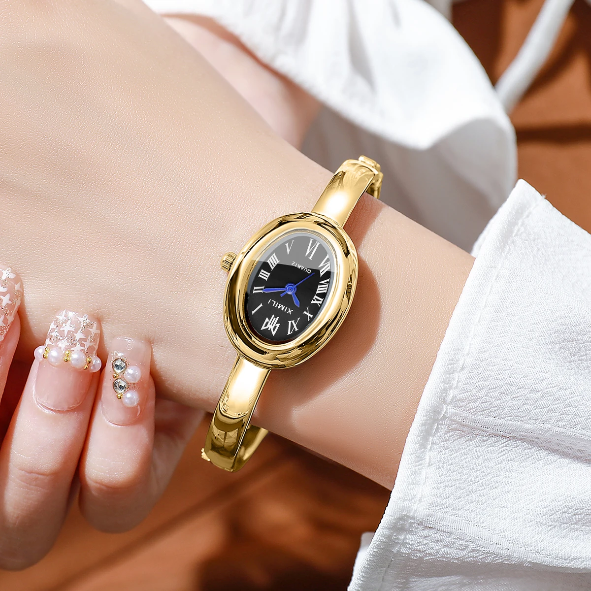 2026XIMILI Vintage Oval Bangle - Luxury Watch White ulasan dan harga