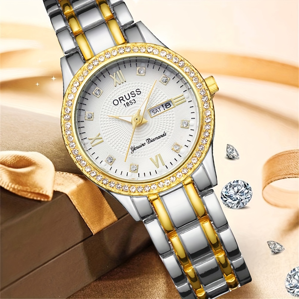 Women's watch room Gold with w - Luxury Watch White ulasan dan harga