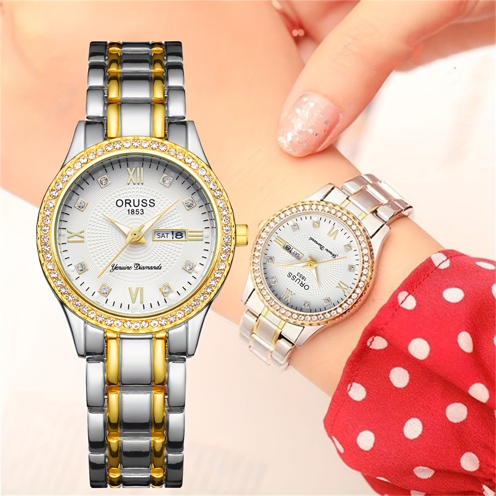 Women's watch room Gold with w - Luxury Watch White ulasan dan harga