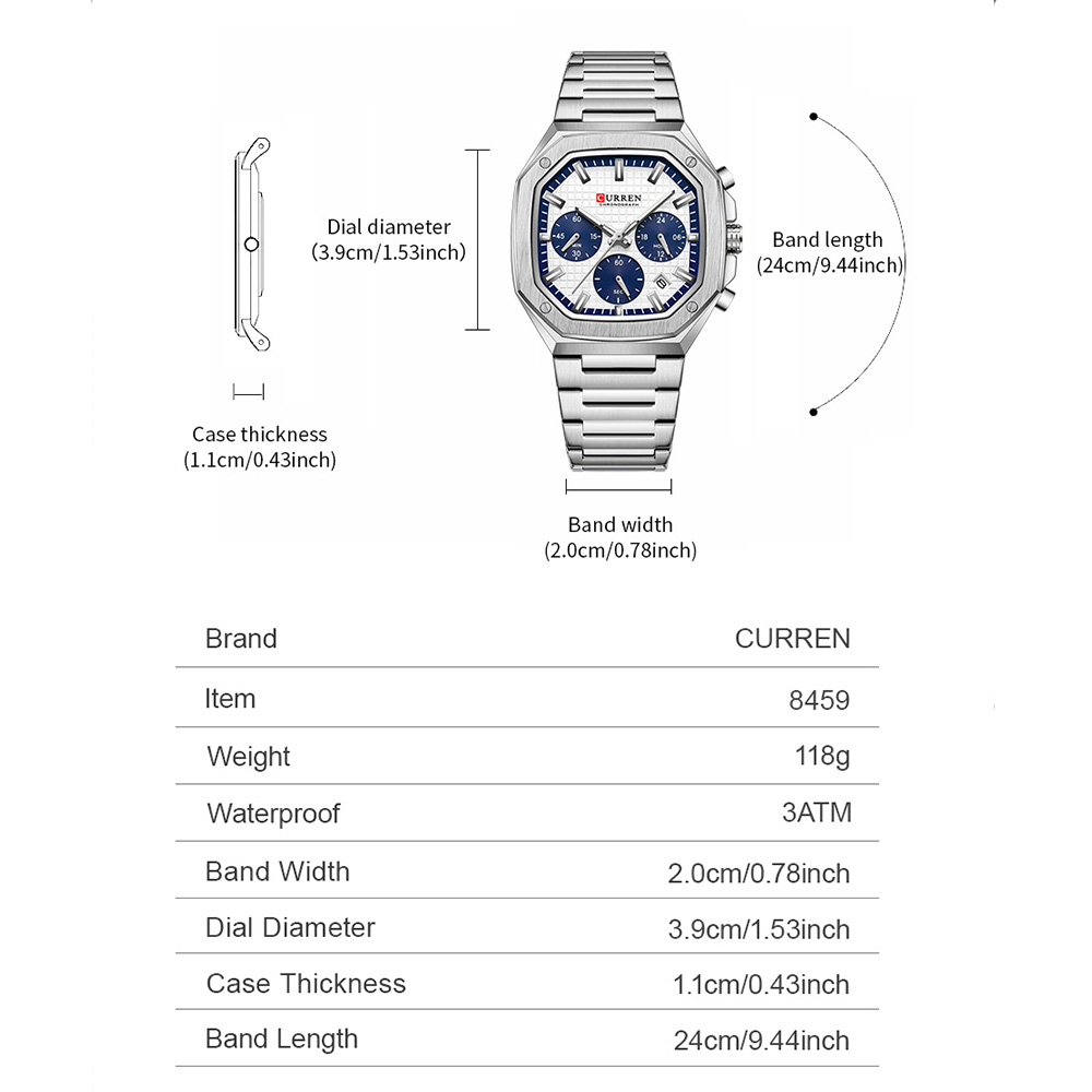 CURREN Luxury Square Chrono Wa - Luxury Watch Hand ulasan dan harga